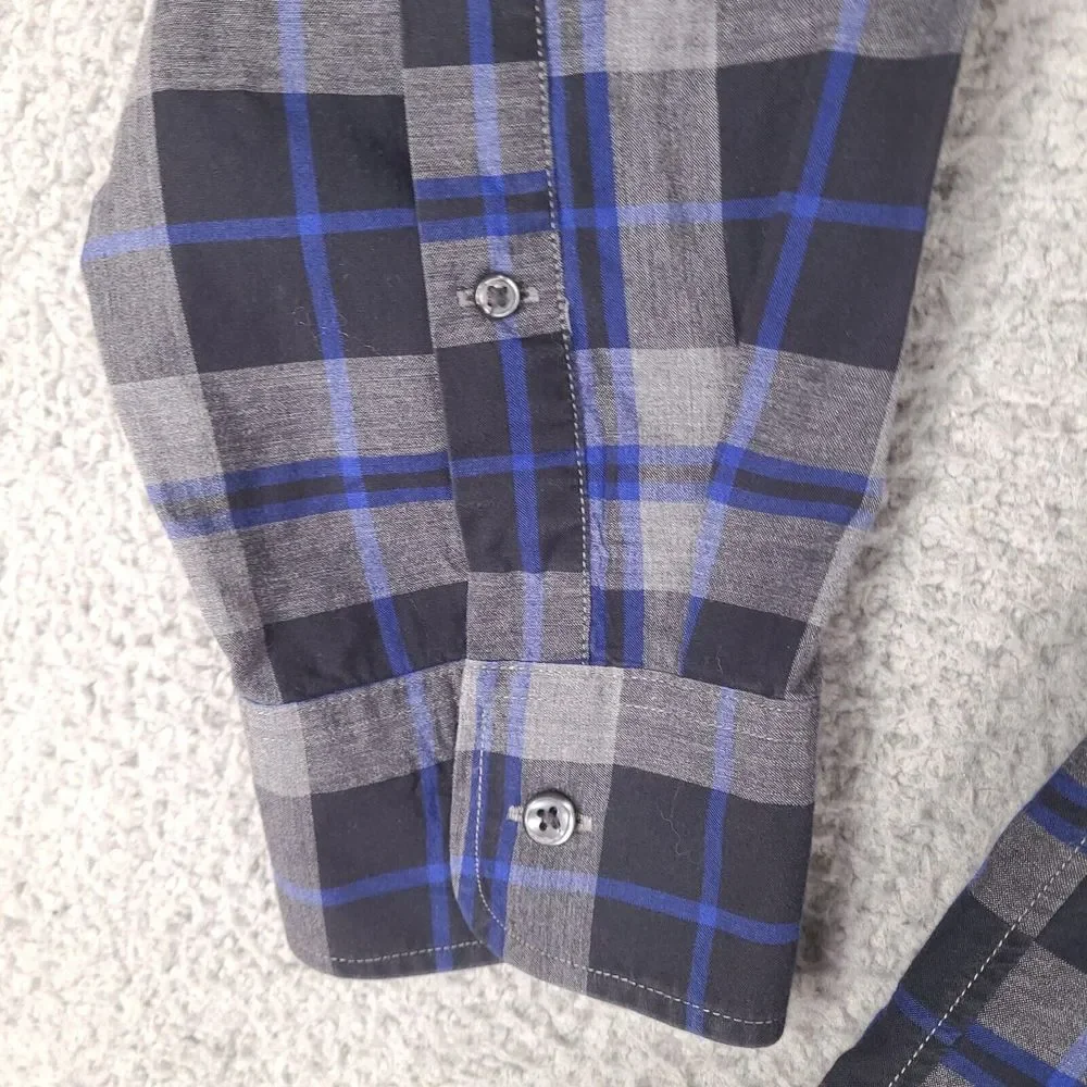 J. Crew Shirt Mens XL Gray‎ Black Blue Button Down Long Sleeve Preppy Casual